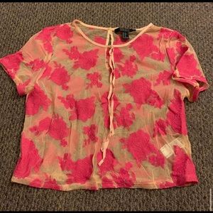 Mesh pink flowered t-shirt